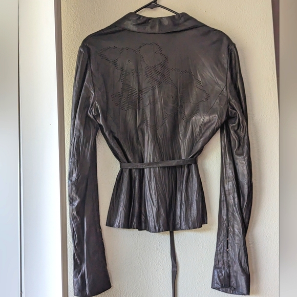 ๐โจR.CAVALLI ROSES LEATHER BLAZER - Picture 6 of 12